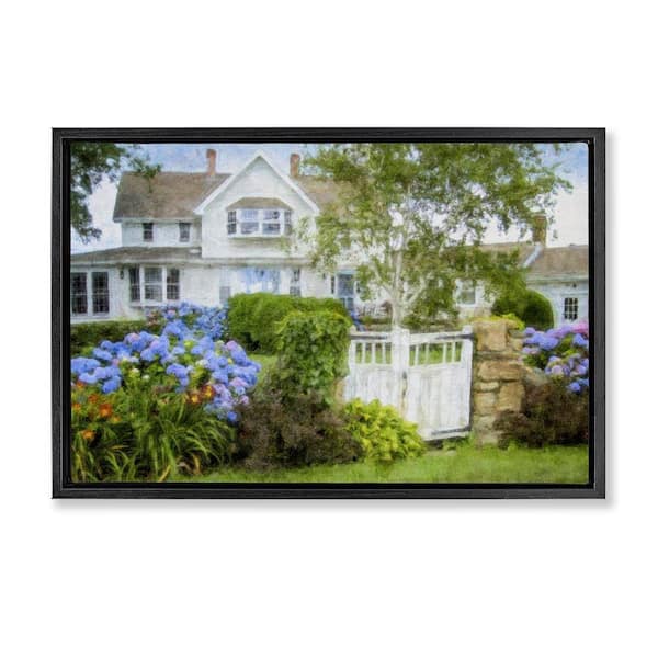 Stupell Industries Beach Getaway Cottage by Graffi*Tee Studios Black Floater Frame Architecture Graphic Art Print 21 in. x 31 in.