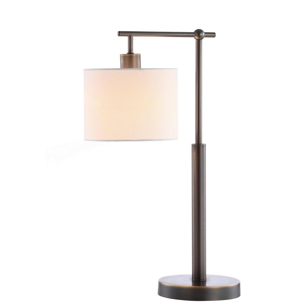 Harlan 22.75" Brown Iron Table Lamp with White Shade