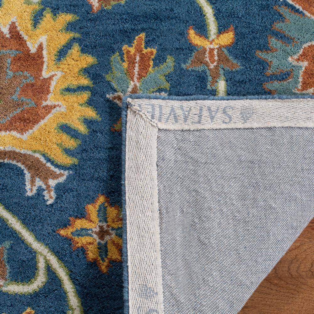 Navy Blue Hand-Tufted Wool Rectangular Floral Area Rug 3' x 5'
