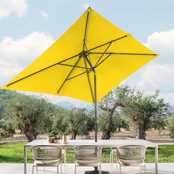11.5 ft steel cantilever tilt patio umbrella in sand JOYESERY 11 ft. Solar Powered LED Deluxe Cantilever Patio Umbrella in Sand  with 360 Rotation J-UM-LED311-SD