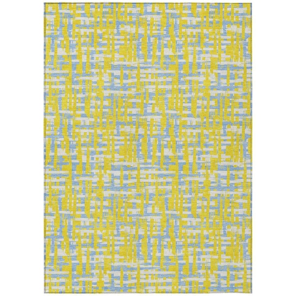 Chantille Machine Washable Indoor/Outdoor Abstract ACN1060 Yellow 5 ft. x 7 ft. 6 in. Area Rug