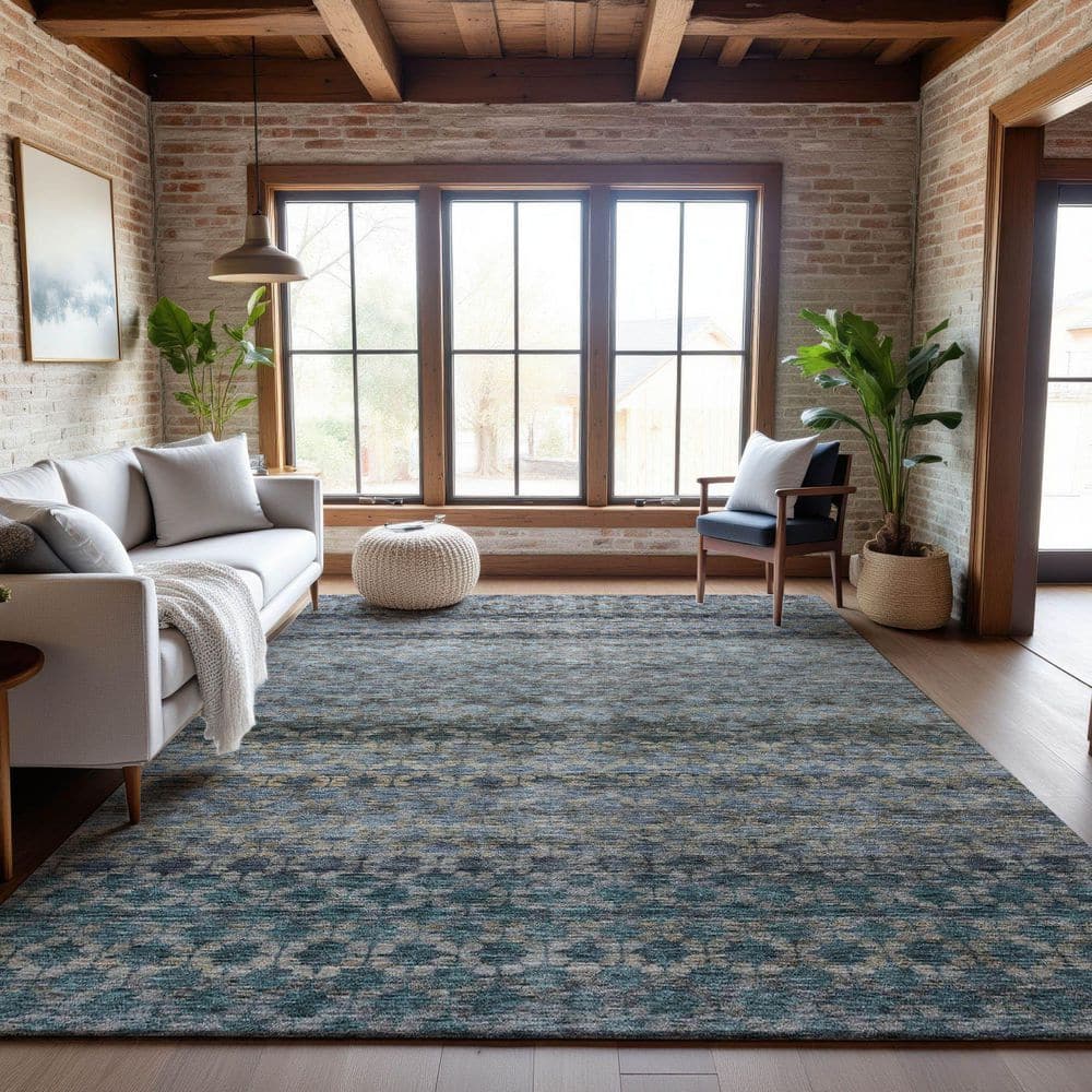 Mayfield Premium Machine Washable Abstract AMF1168 Blue 9 ft. x 12 ft. Area Rug price history on PriceWatchPro
