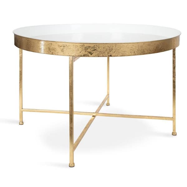 Deliah 28.15 in. White Round Metal Coffee Table