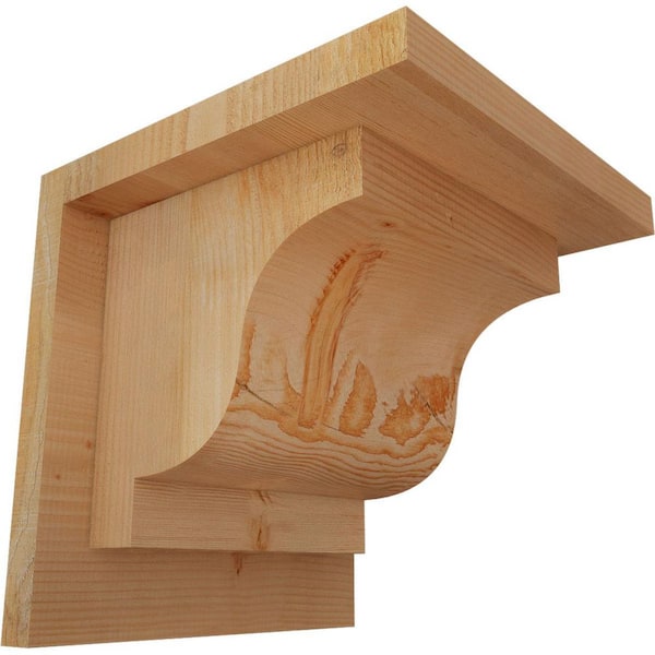 Ekena Millwork 8 in. x 8 in. x 8 in. Douglas Fir Newport Rough Sawn Corbel with Backplate