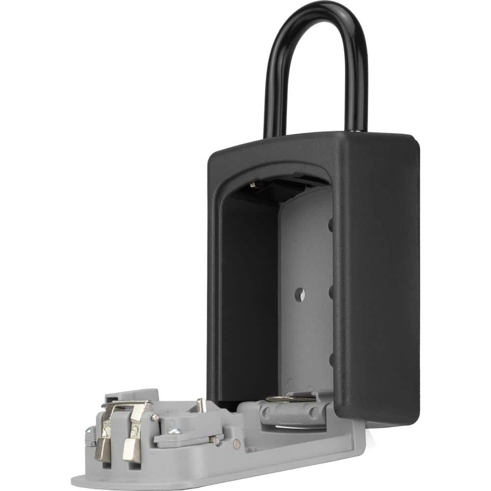 Gray and Black Steel Combination Key Lock Box with Door Hanger