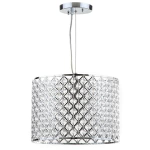 Silva 1-Light Chrome/Clear Beaded Diamond Drum Hanging Pendant