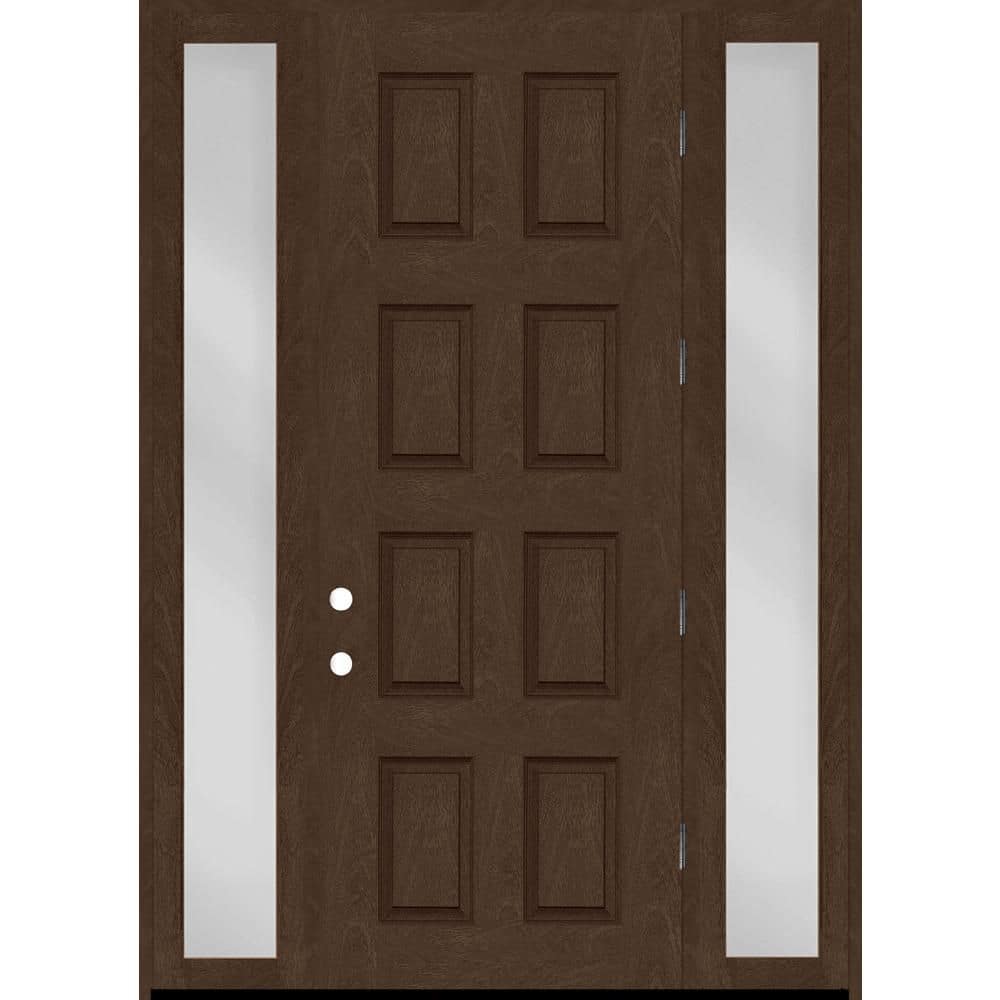Regency 60 in. x 96 in. 8-Panel LHOS Hickory Mahogany Fiberglass Prehung Front Door w/10 in. SLs w/ 6-9/16 Jamb price history on PriceWatchPro