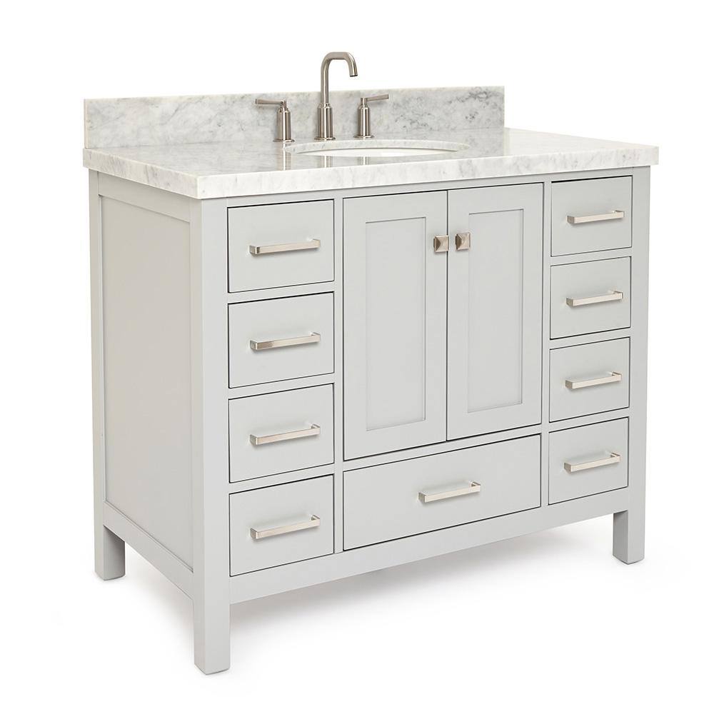 Cambridge Gray 43" Freestanding Single Sink Vanity with Marble Top