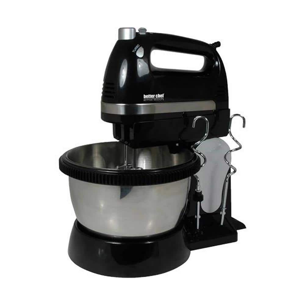 Better Chef Convertible Stand & Hand Mixer | 350-watt Motor | 5-Speeds &  Boost | Rotating Stainless Bowl