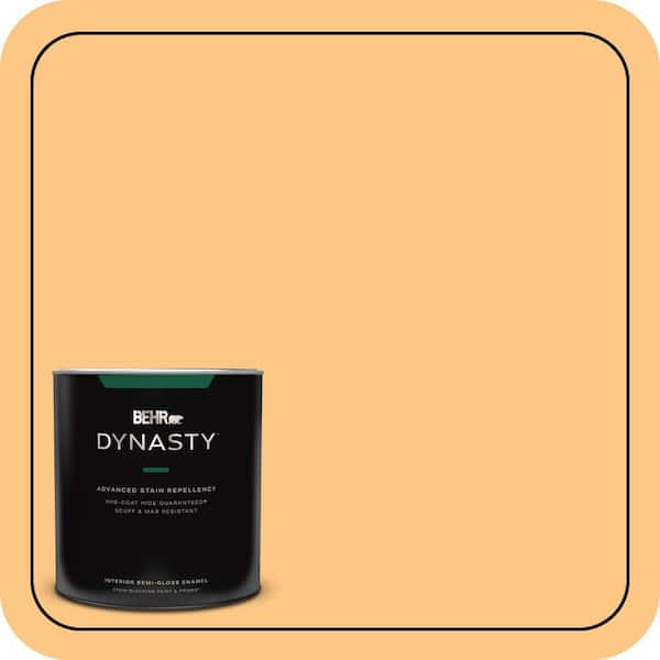 BEHR DYNASTY 1 qt. #P240-4 Mango Tango Semi-Gloss Enamel Interior Stain-Blocking Paint and Primer