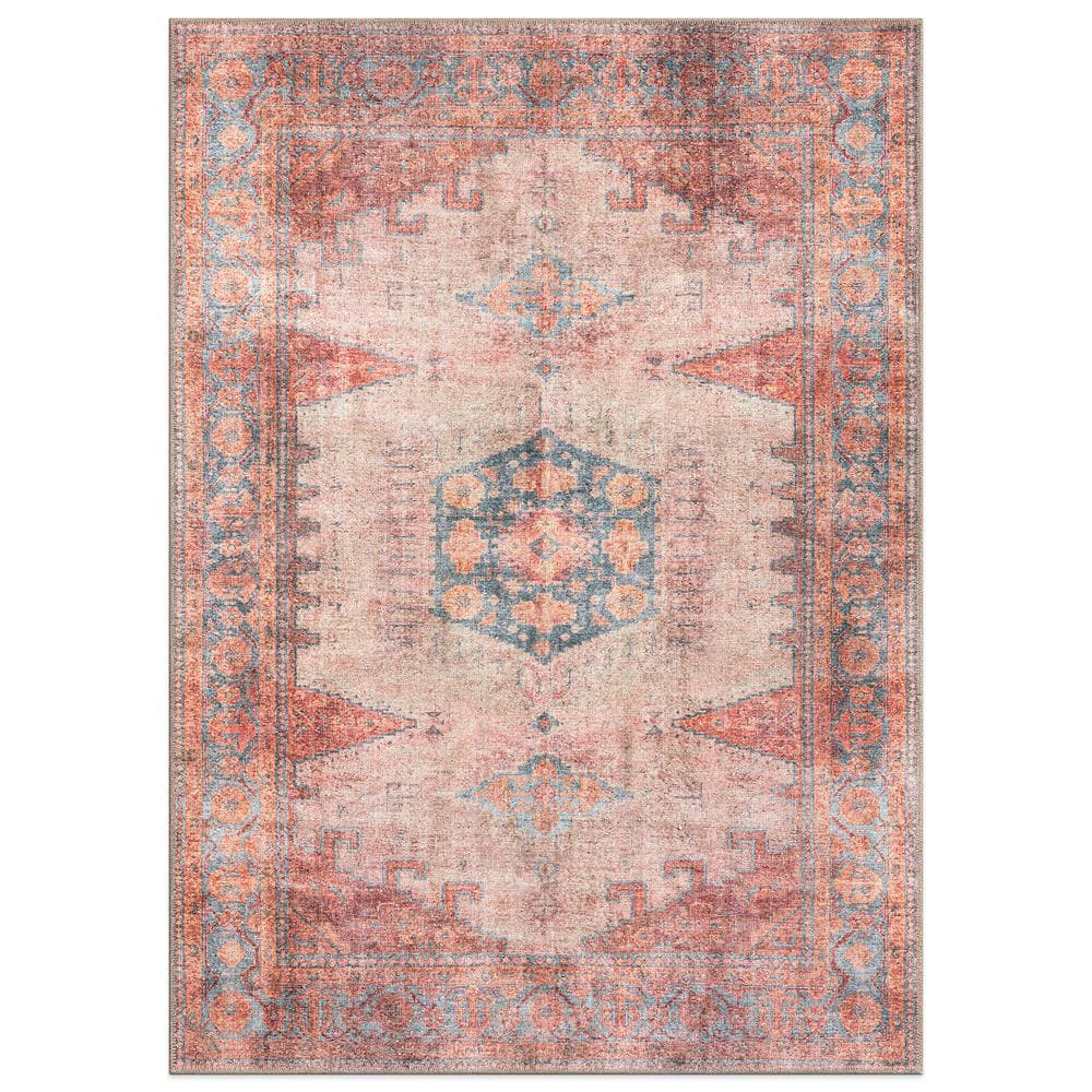 World Rug Gallery Amber Multi 10 ft. x 14 ft. Vintage Bohemian Machine Washable Non Slip Area Rug
