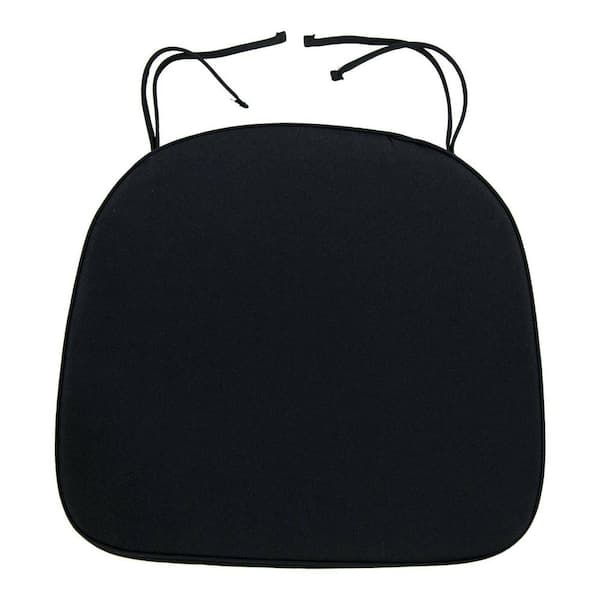 15 x 15 in. Memory Foam Chair Cushion with Ties Stay in Place Non Skid Design Removable Cover Machine Washable in Black