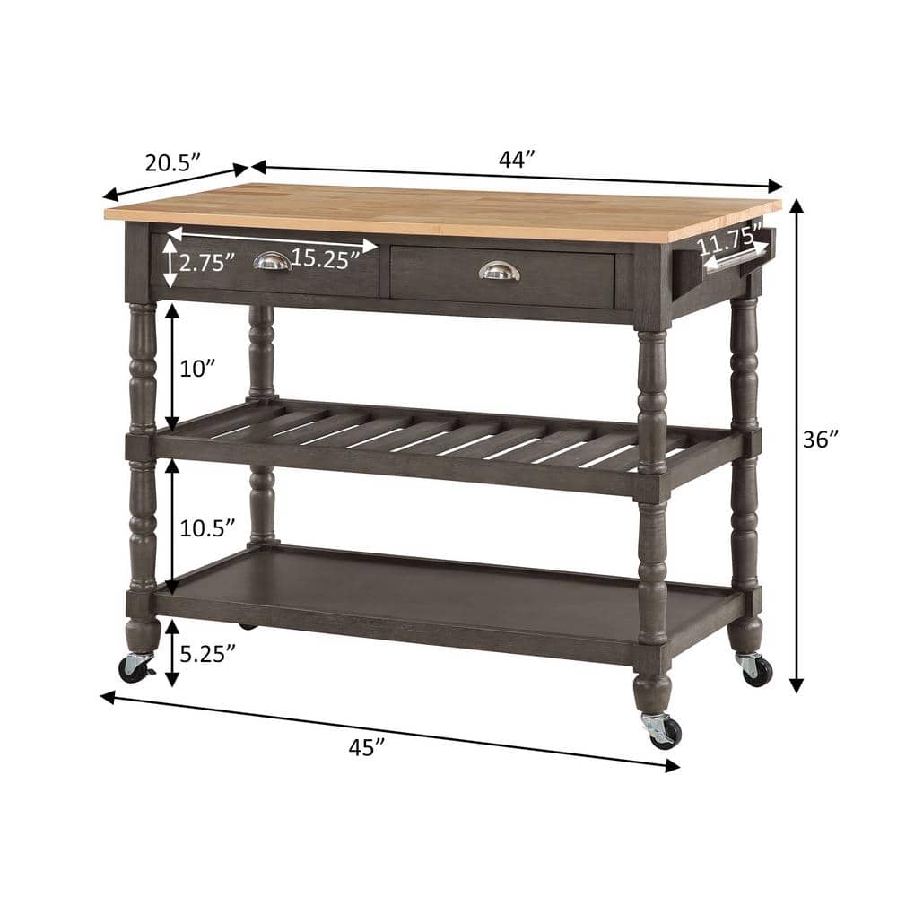 Classic Butcher Block Kitchen Cart with Wine Storage and Drawers