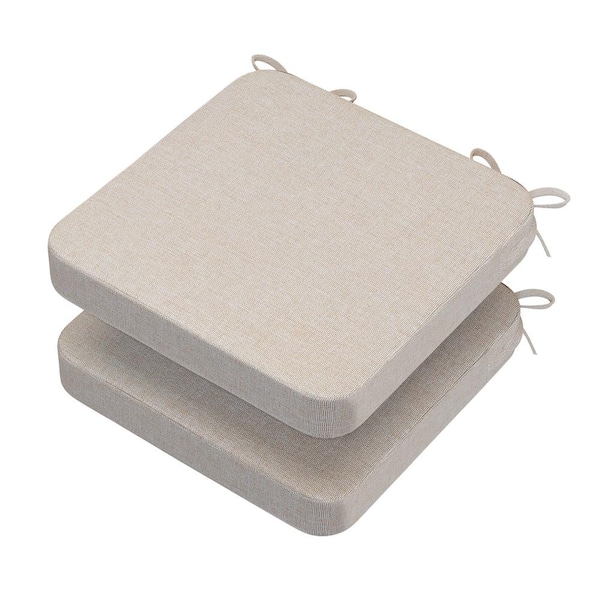 AAAAAcessories 16 in. x 16 in. Indoor Round Square Corner Removable Non-slip Chair Cushion in Ivory (2-Pack)