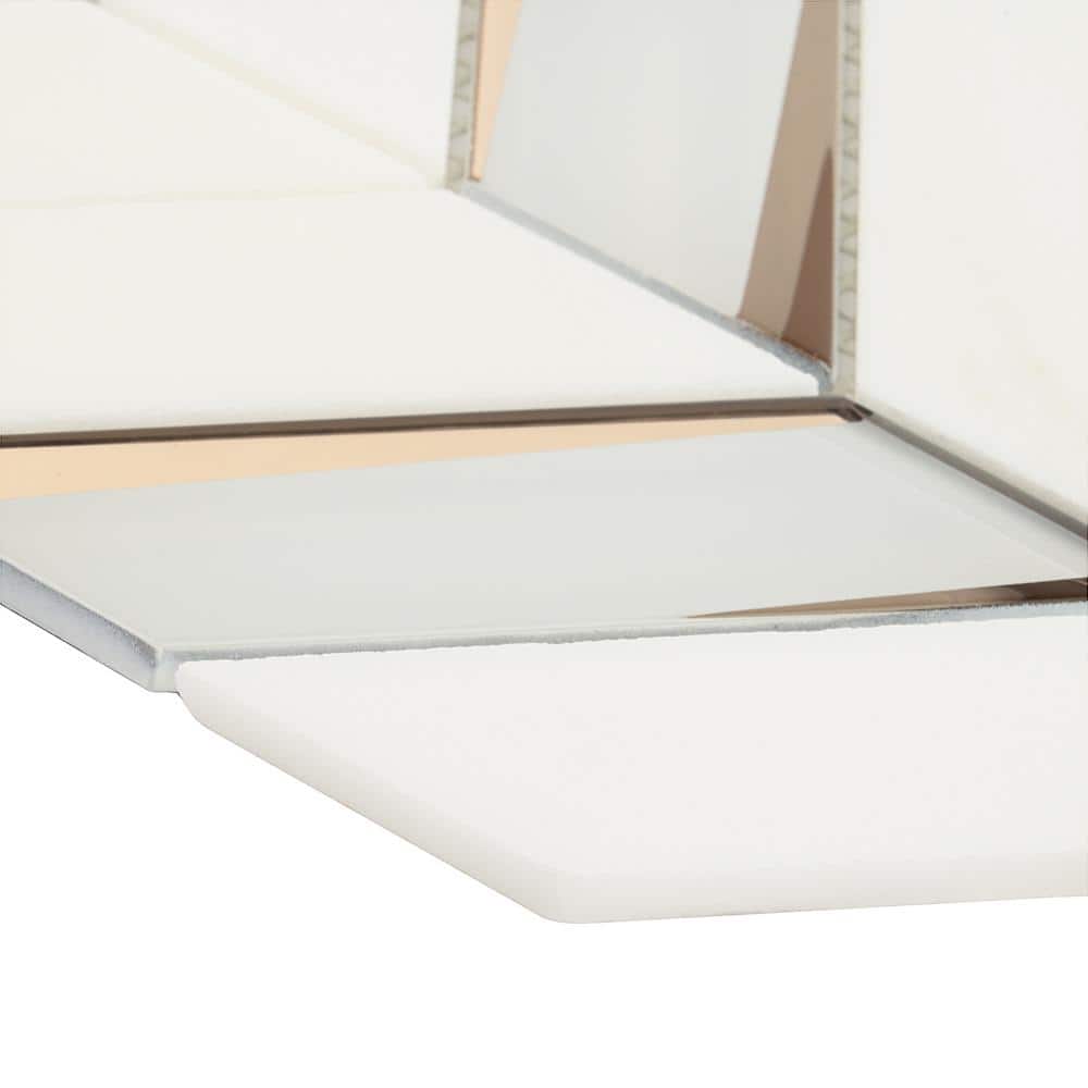 Verona Polished White Marble and Glass Chevron Mosaic Tile