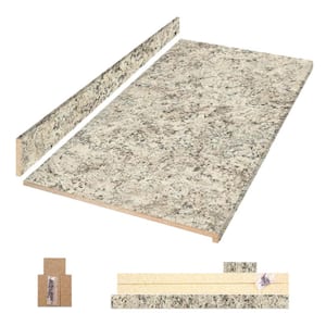 8 ft. Straight Laminate Countertop All-Inclusive Kit in Textured Typhoon Ice with Eased Edge and Loose Backsplash