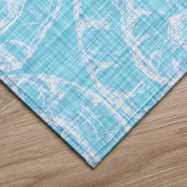 Surfside 1 ft. 8 in. x 2 ft. 6 in. Blue Geometric Indoor/Outdoor Area Rug