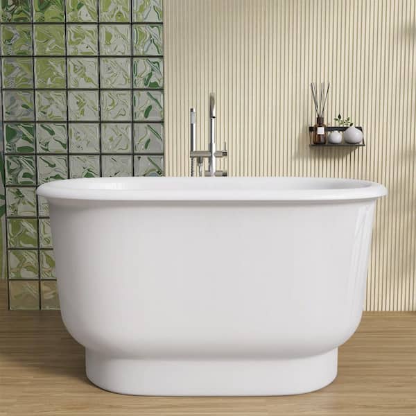47 in. L x 30 in. W Soaking Bathtub Acrylic Tub  Oval Free Standing Stand Alone Tub Freestanding in White