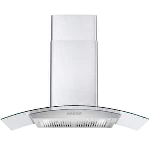 36 in. Ducted Wall Mount Range Hood in Stainless Steel with Push Button Controls, LED Lighting and Permanent Filters