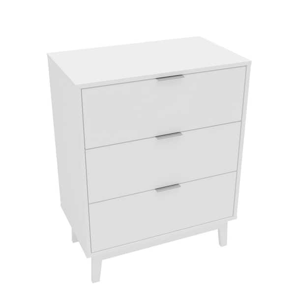Polifurniture Victoria White 3-Drawer Chest of Drawers (26.25in. W x 15.75 in. D x 33.5 in. H)