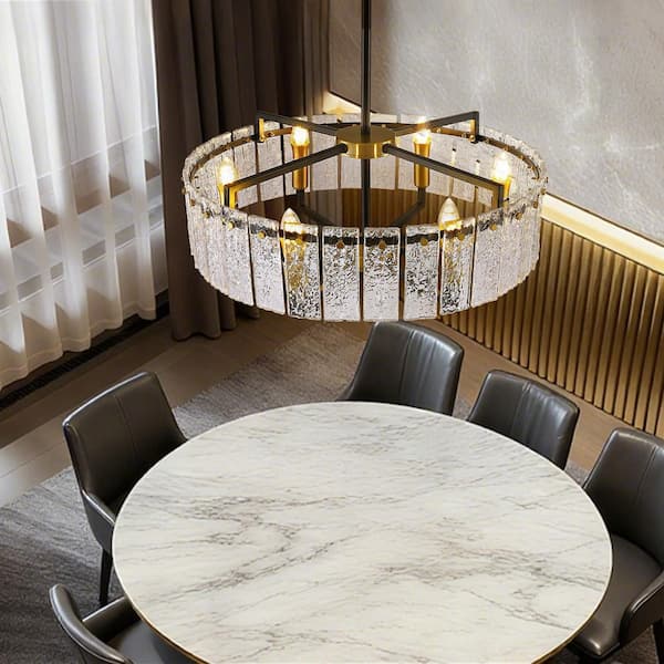 WDETR 24 in. 6-Light Modern Black Metal Round Drum Chandelier