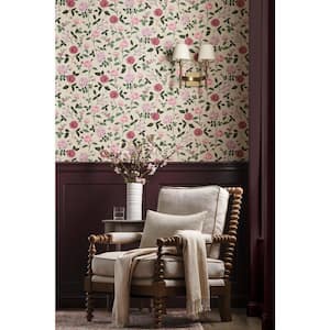 Roses Linen Pink Matte Non-Pasted Wallpaper