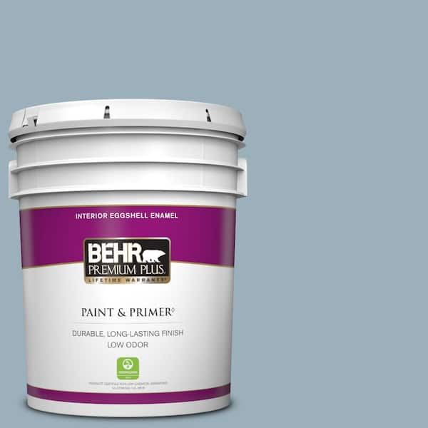 BEHR PREMIUM PLUS 5 gal. Home Decorators Collection #HDC-CT-24 Rainy Sidewalk Eggshell Enamel Low Odor Interior Paint & Primer