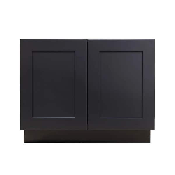 Shaker Assembled 27 in. W x 34.5 in. H x 24 in. D Full Height Door Base Cabinet in Charcoal Black