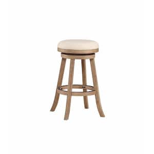 29 in. Driftwood Wire-Brush and Ivory Fenton Backless Bar Stool