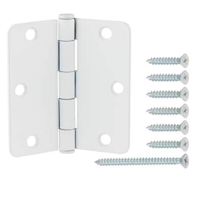 3-1/2 in. x 1/4 in. Radius White Squeak-Free Door Hinge