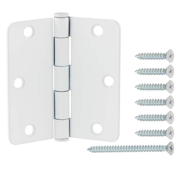 Everbilt 3-1/2 in. x 1/4 in. Radius White Squeak-Free Door Hinge