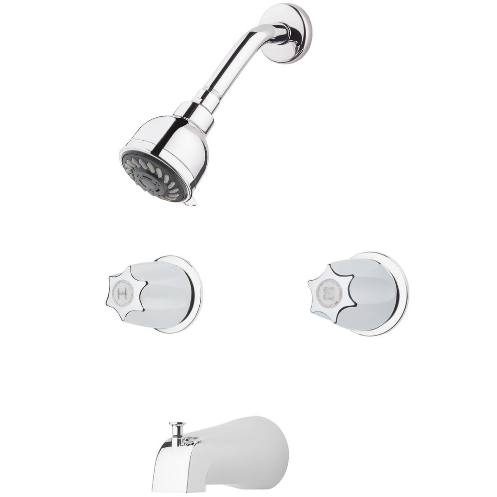 Polished Chrome Double Handle Rain Shower Faucet Set