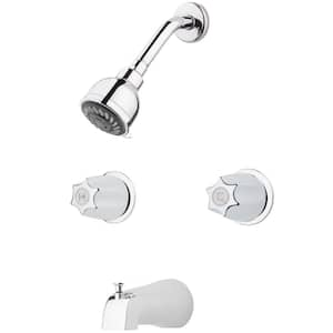 Double Handle 1-Spray Tub and Shower Faucet 1.8 GPM with Metal Knob Handles in Polished Chrome (Valve Included)