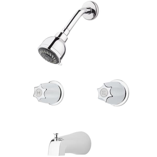 Pfister 2-Handle Tub & Shower Faucet with Metal Knob Handles in Polished Chrome