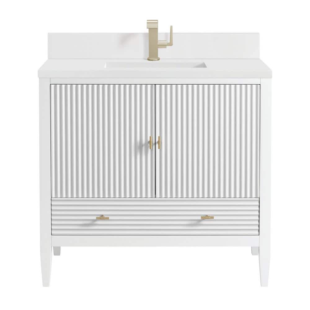 Myrrin 36" Bright White Plywood Single Bathroom Vanity