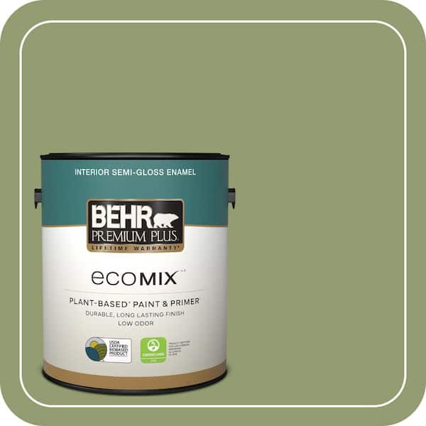 1 gal. #PPU11-04 Alamosa Green Semi-Gloss Enamel EcoMix Plant-Based Interior Paint & Primer