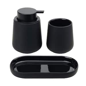 Dracelo 4-Piece Bathroom Accessory Set with Toothbrush Holder, Vanity Tray,  Soap Dispenser, Qtip Holder in Matte Black B0B2VHDRBV - The Home Depot