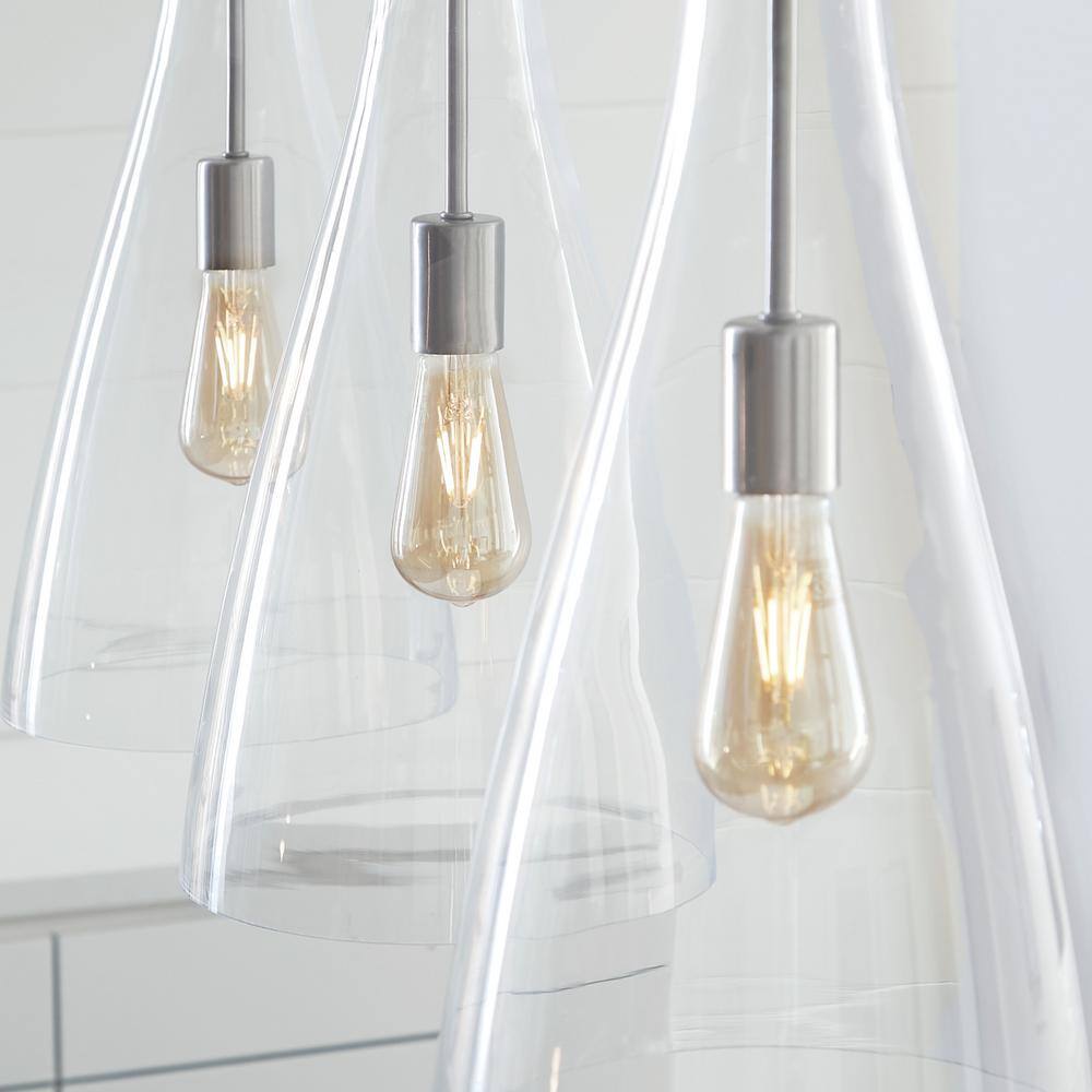 Arilda Brushed Nickel 18.75" Hand-Blown Glass LED Pendant Light