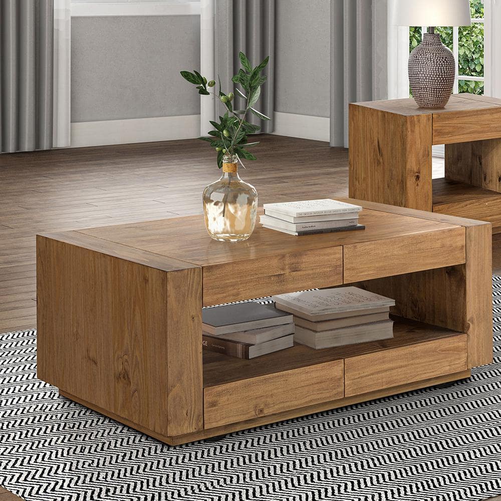 Acme Furniture Harlan 50 in. Oak Rectangle Wood Coffee Table