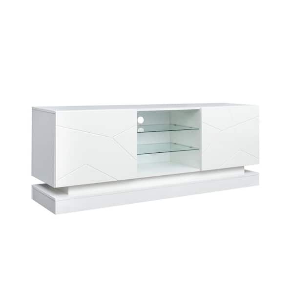 Z-joyee 62.91 in. W White Storage Cabinet with LED Lights