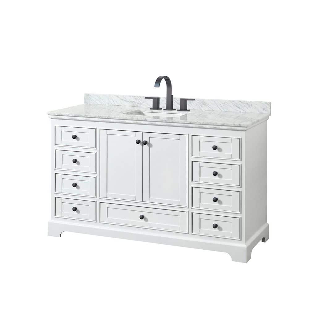 Deborah 60" White Single Bathroom Vanity with Marble Top