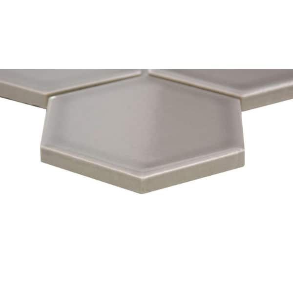 Savvy Silver 11 in. x 12 in. Hexagon Glossy Porcelain Mosaic Floor and Wall Tile (0.937 sq. ft./Case, 1 pc)