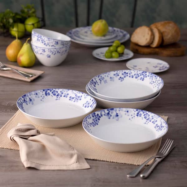 Bloomington Road Blue 9.75 in. 43 oz. (Blue) Porcelain Coupe Dinner Bowls (Set of 4)