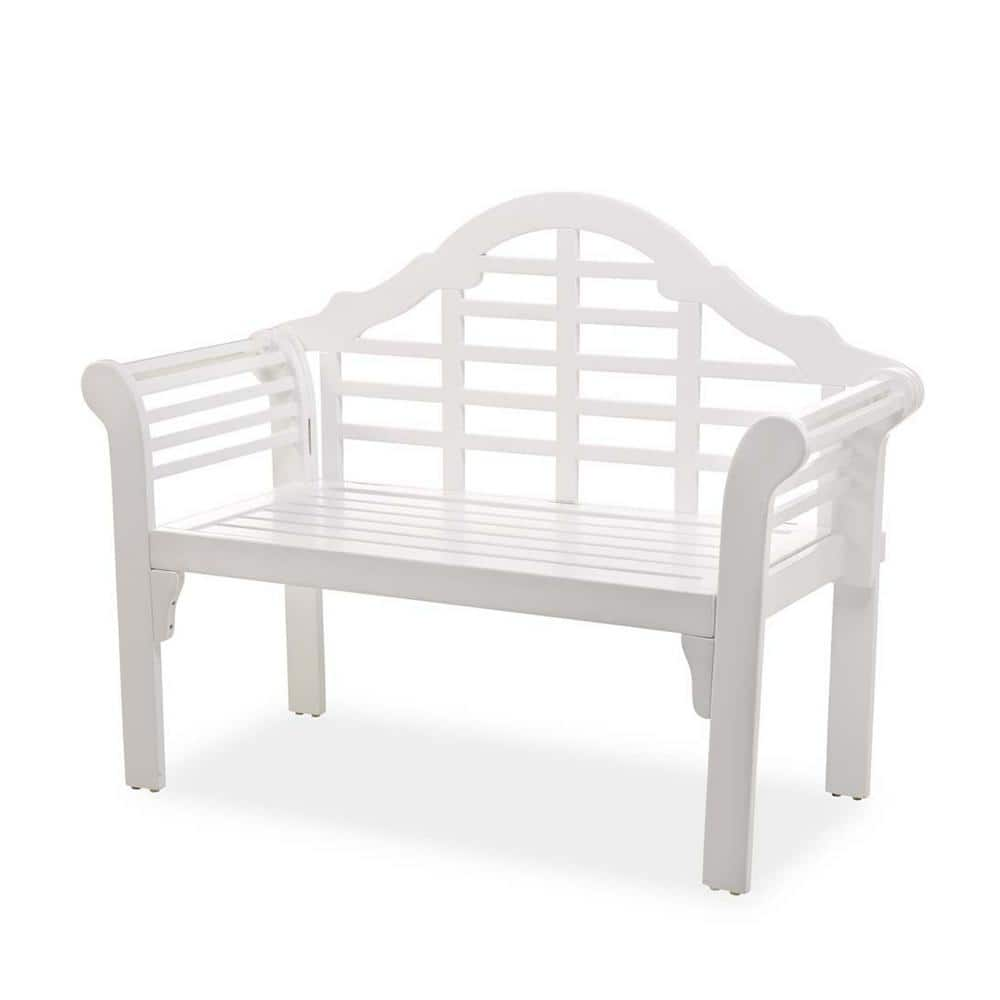 Plow & Hearth Lutyens Eucalyptus Wood Garden Bench, White