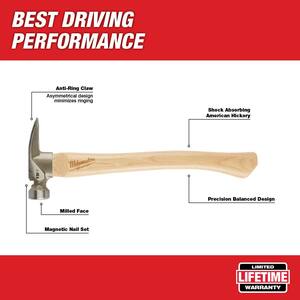 19 oz. Wood Milled Face Hickory Framing Hammer with 12 in. Pry Bar and 9 in. Nail Puller with Dimpler (3-Piece)