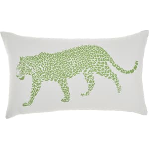 Green 23 in. x 14 in. Indoor/Outdoor Rectangle Throw Pillow