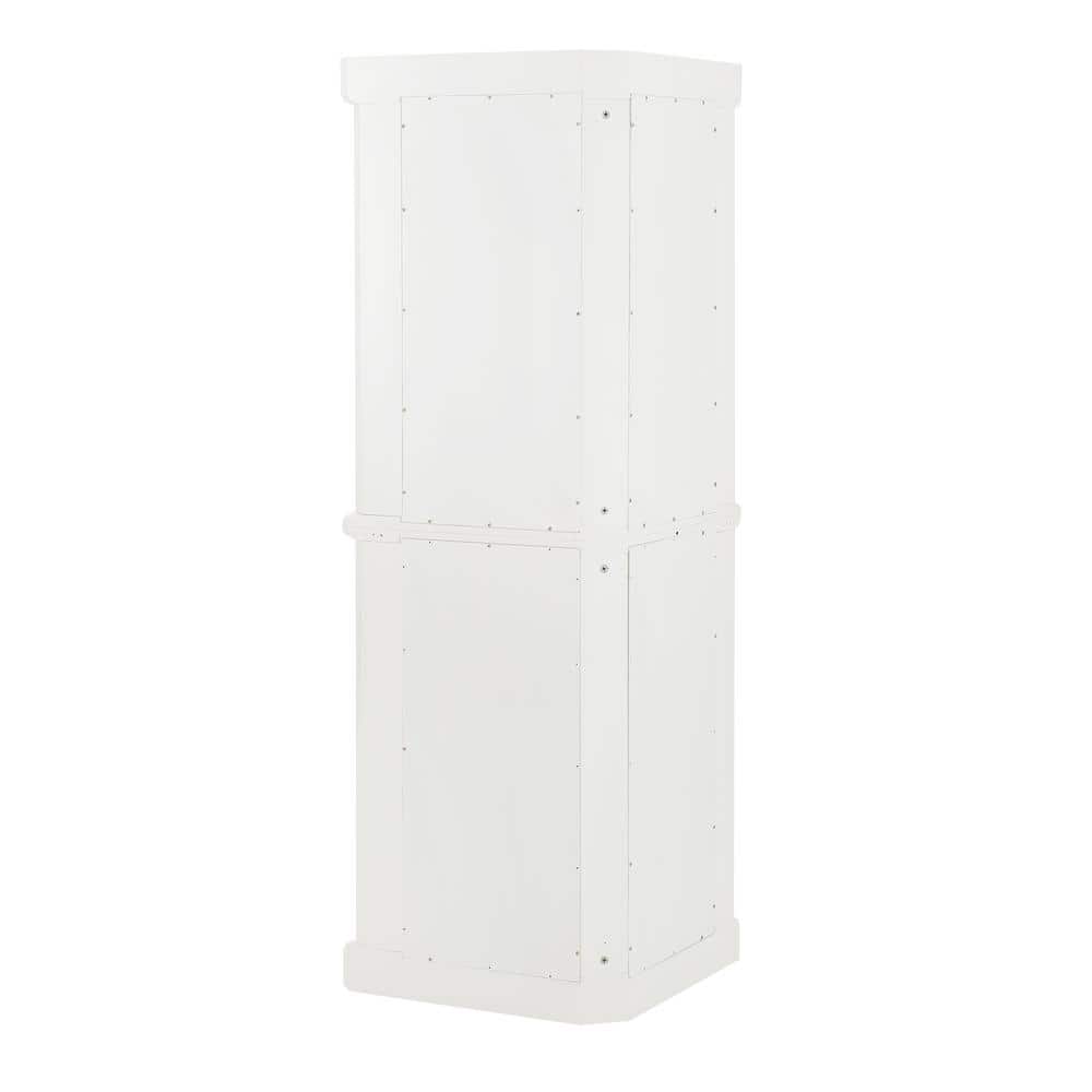 White Pinewood Tall Corner Accent Cabinet with Adjustable Shelving