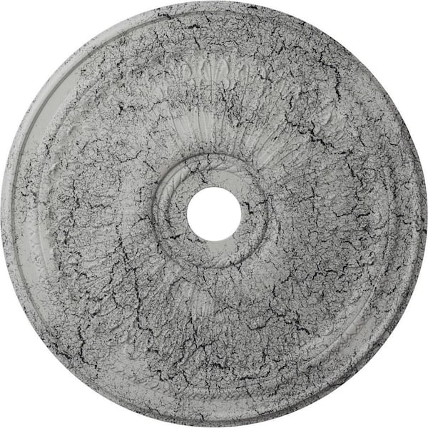 Ekena Millwork 1 in. x 29-1/8 in. x 29-1/8 in. Polyurethane Oakleaf Ceiling Medallion, Ultra Pure White Crackle