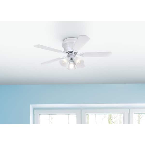 Led White Ceiling Fan With Light Kit, Mainstays Flush Mount Ceiling Fan Installation
