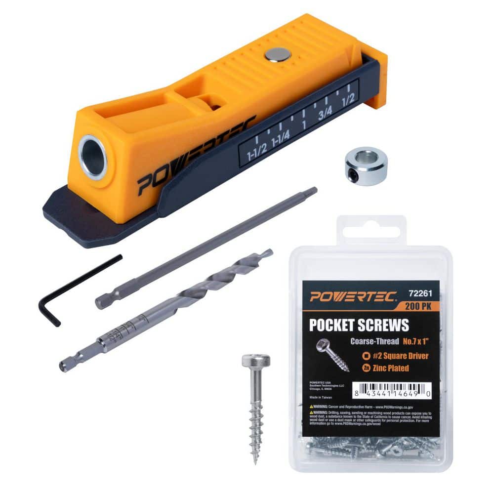 Single Pocket Hole Jig Kit w/ Drill Bit, Driver Bit, Hex Key, Stop Collar, 200PK Pocket Hole Screws, 1 in. Coarse Thread price history on PriceWatchPro